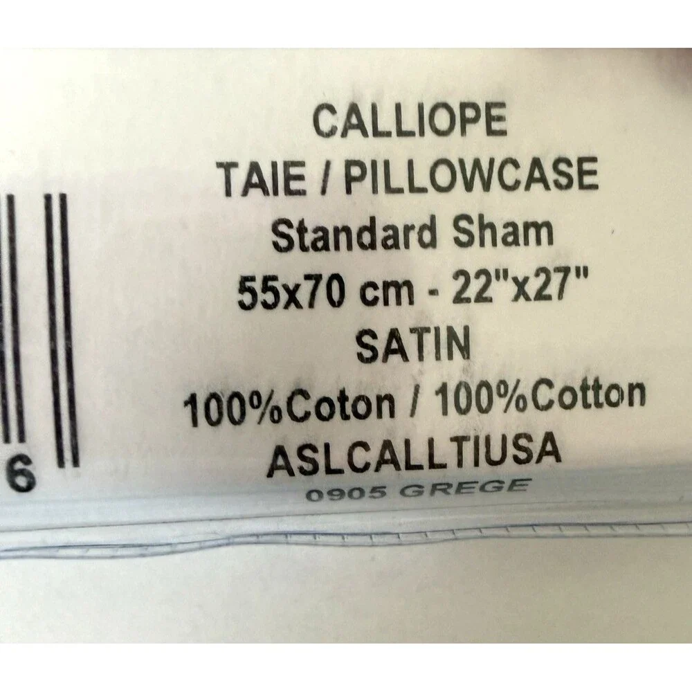 Anne De Solene Calliope Standard Shams Set of 2 Satin Jacquard Cotton Gray Sham